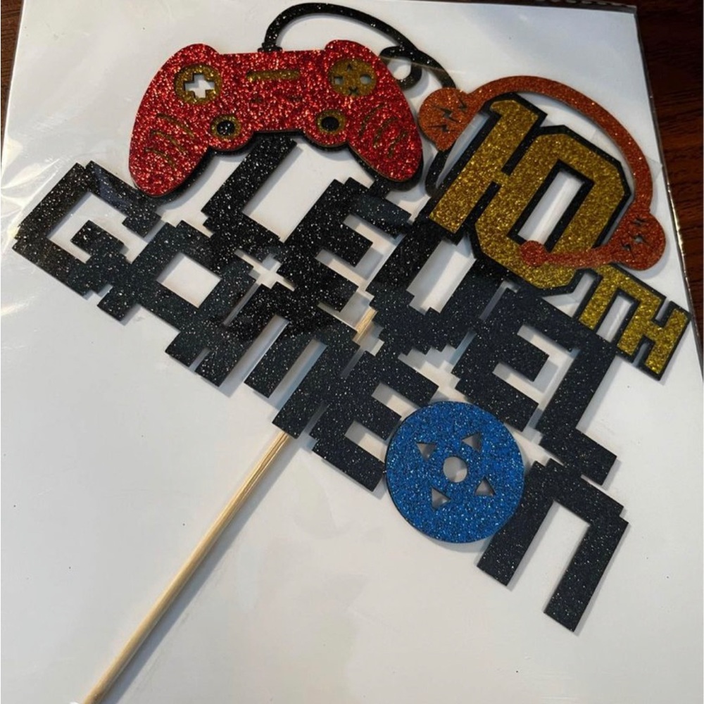 Gamer 10th Birthday cake topper - new
